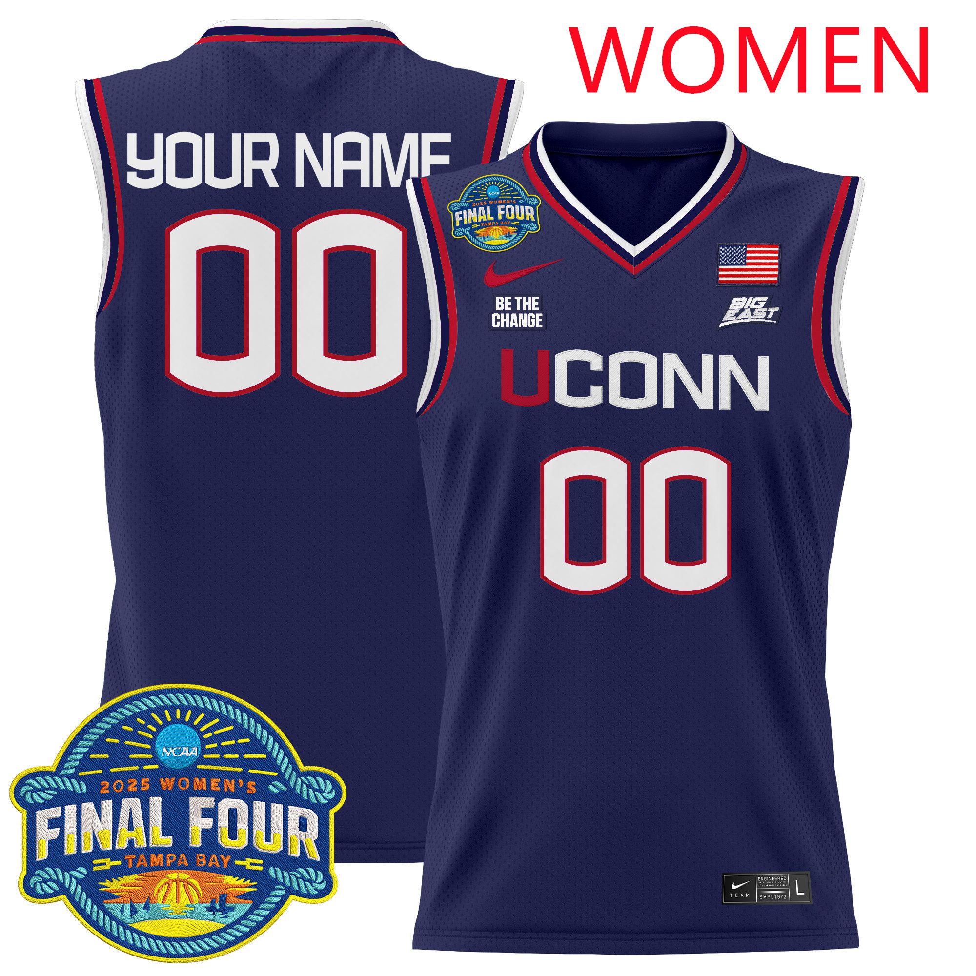 Women UConn Huskies Purple Nike 2025 Big Eat Final Four Patch Lightweight Basketball Custom NCAA Jersey
